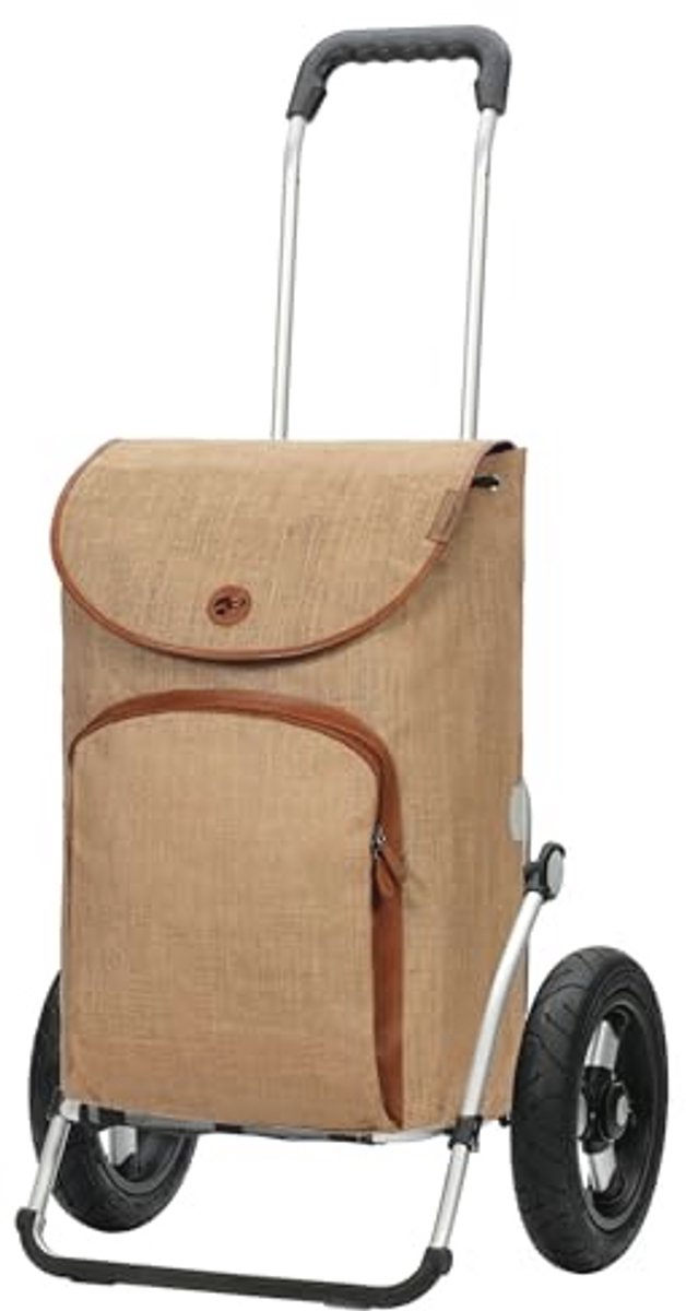 Boodschappentrolley Beige 50L Inklapbaar met Kogellagerwielen en Luchtbanden