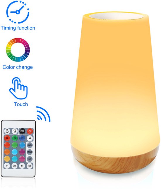 LED-nachtlampje, aanraak- en afstandsbediening, 13 RGB-kleuropties, 5 instelbare helderheidsniveaus, bekervormig. van LONRISWAY — afbeelding 3