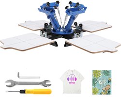 VEVOR 360° Roterende Zeefdruk 54 x 45 cm Zeefdrukapparatuur T-shirt Dubbellaagse Palletpers voor Positionering, Blauw