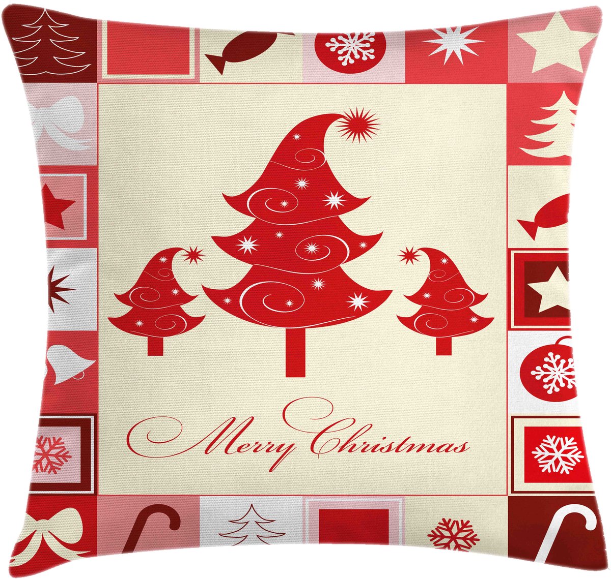 ABAKUHAUS Kerstkussenhoes – Dubbelzijdig bedrukt, 40x40 cm, Vermilion/Blassrosa Vermiljoen/Lichtroze