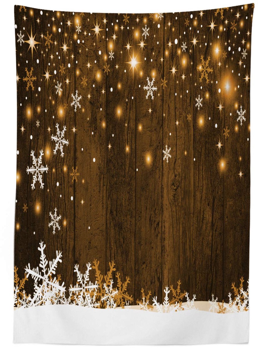 ABAKUHAUS Tafelkleed – Satijn 140x200 cm – Wit/Bruin – Machinewasbaar