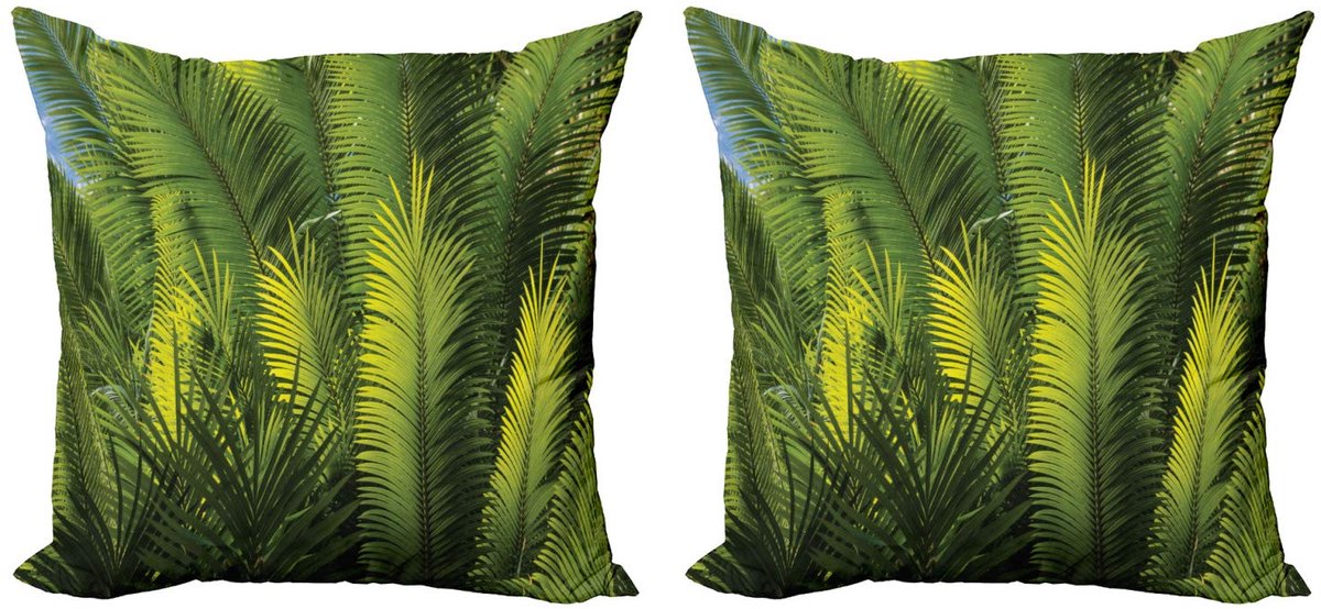 ABAKUHAUS Palme Kussenhoes Set – 2x45x45 cm – Dubbelzijdig – Groen