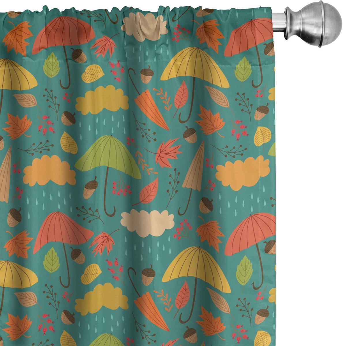 ABAKUHAUS Gordijnenset – Eikel Regen-Wolk, 2x75x245 cm, Microvezel