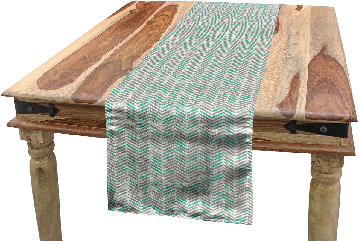 ABAKUHAUS Tafel-loper 40x180 cm – Grijs/Zeegroen, Polyester