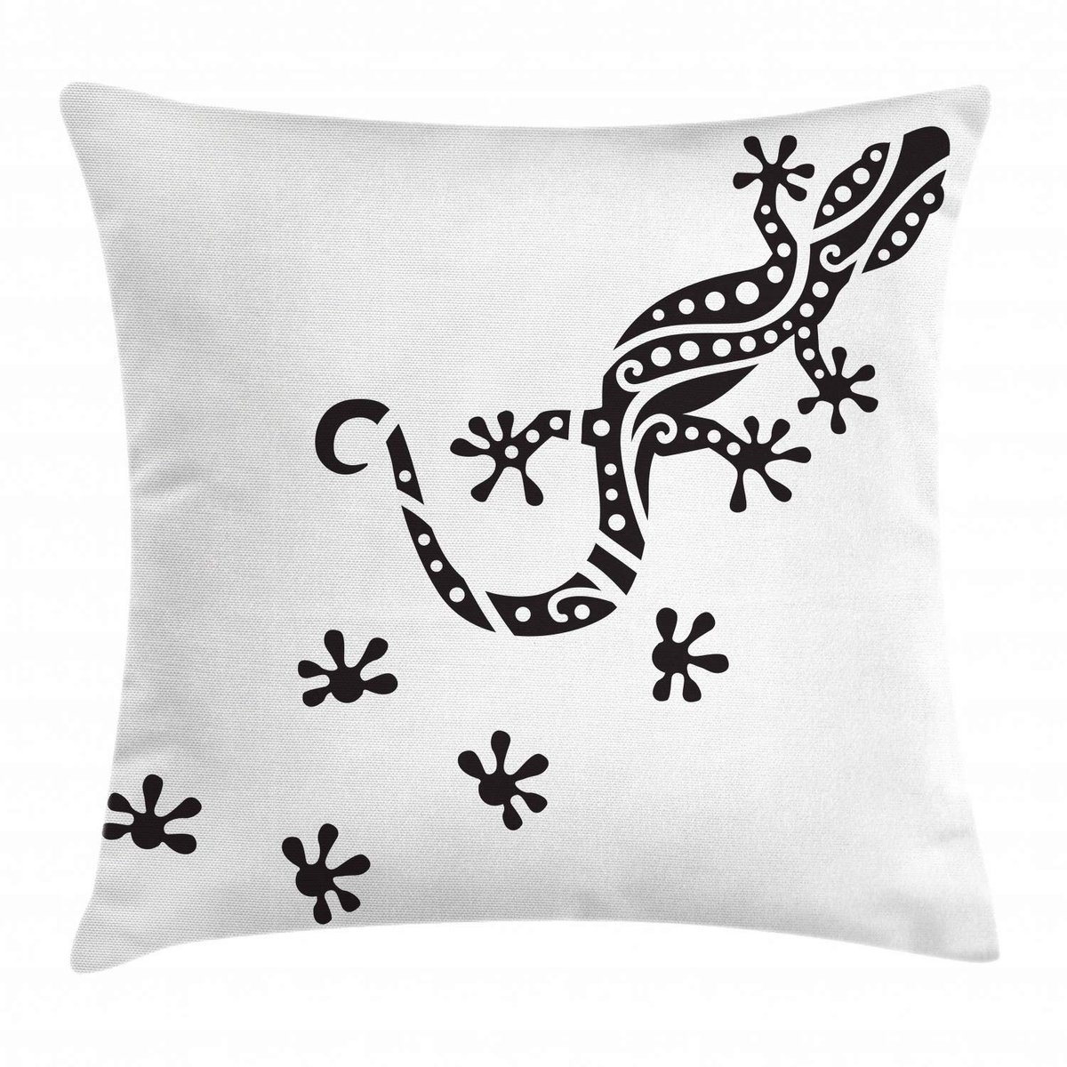 ABAKUHAUS Gecko-Kussenhoes – Dubbelzijdig bedrukt – 40x40 cm – Zwart/Wit