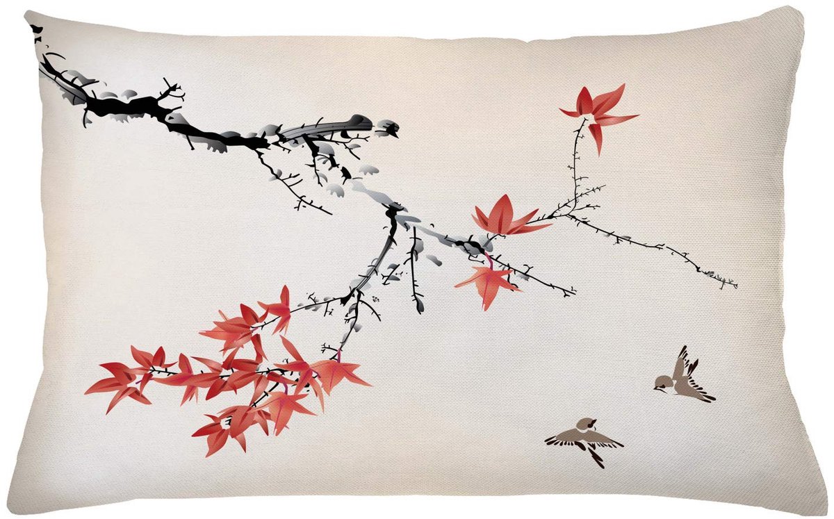 ABAKUHAUS Kussenhoes – 65x40 cm – Beidzijdig bedrukt – Rits – Kleurvast Coral Zwart