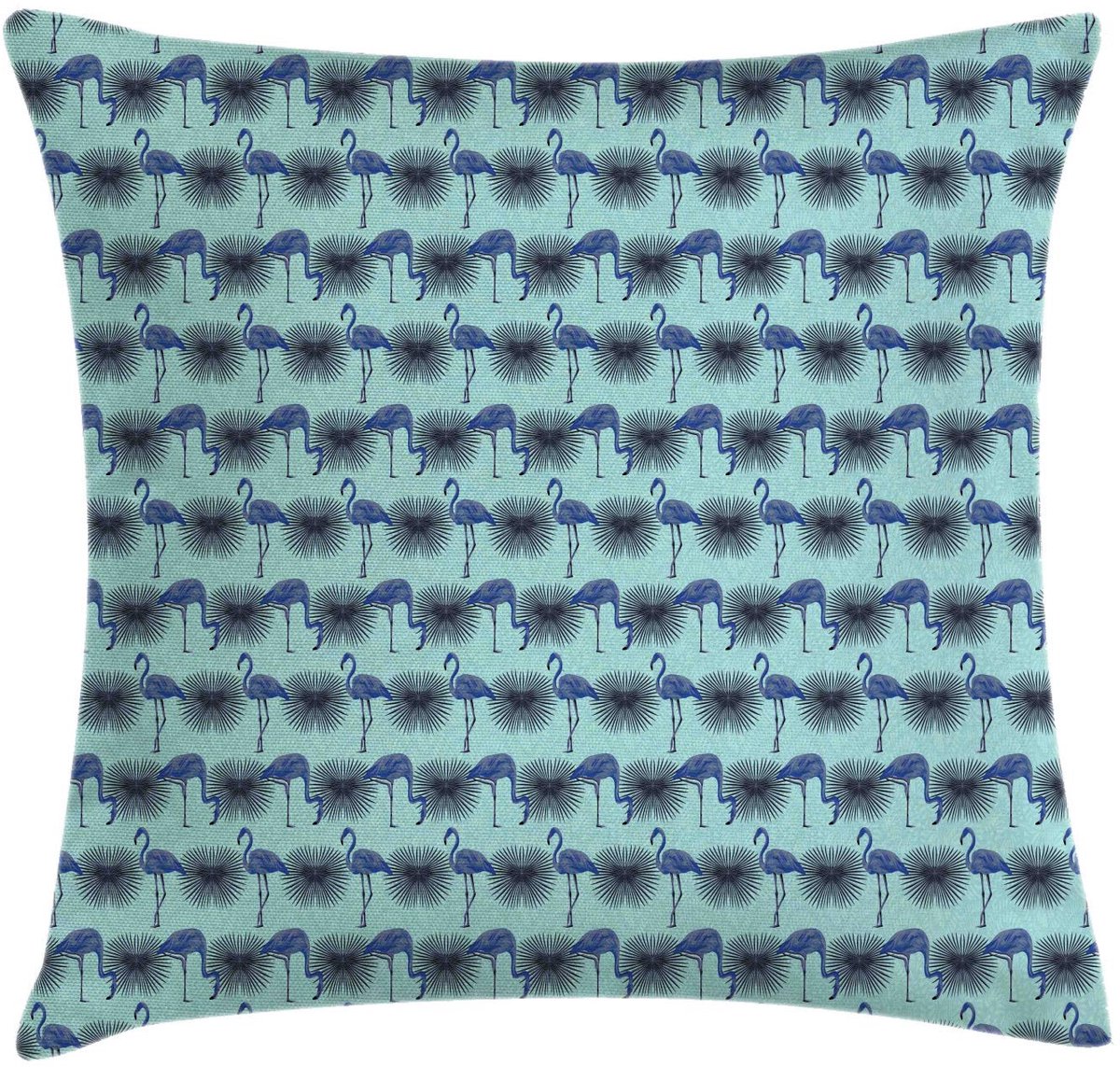 ABAKUHAUS Flamingo-kussenhoes – Eilanddieren en Planten – 40x40 cm – bleekblauw Blassblauw