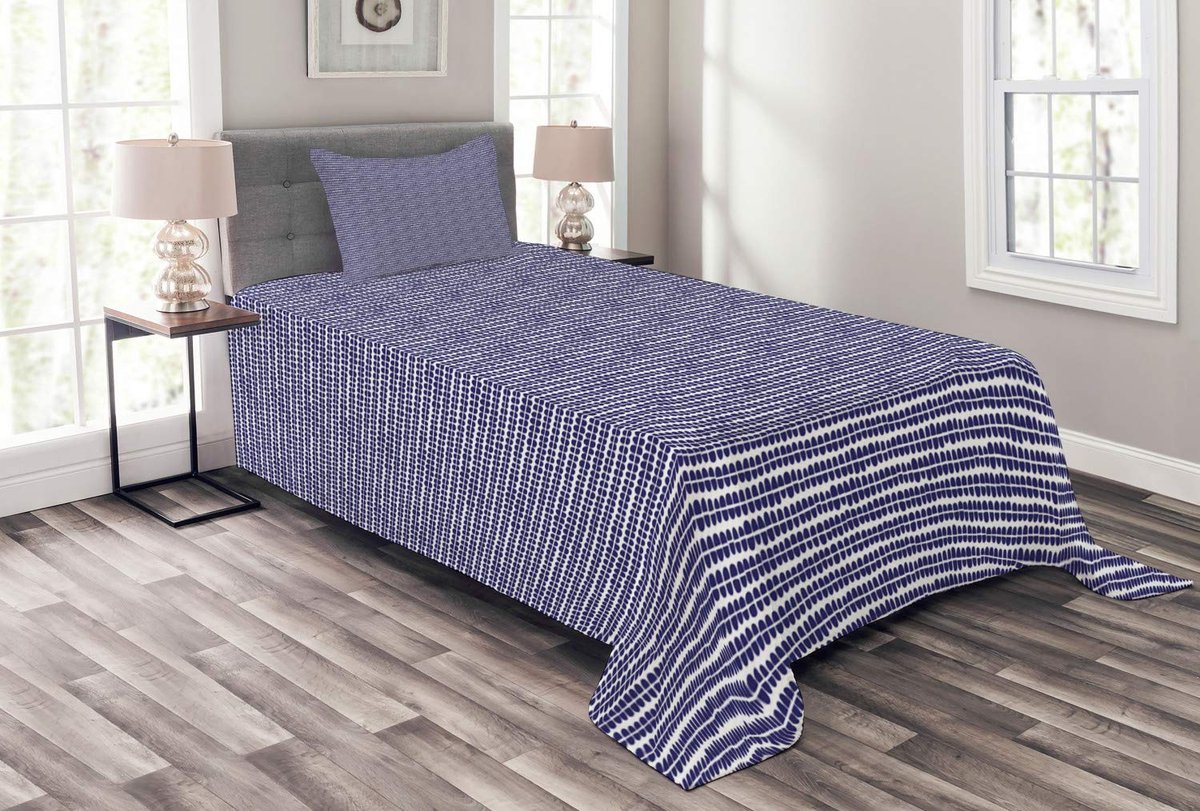 ABAKUHAUS Abstracte bedspreien-set – indigo/wit – 170 x 220 cm