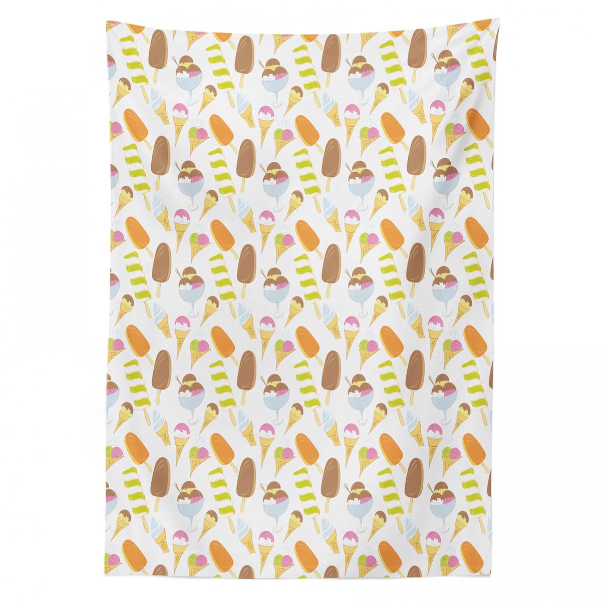 ABAKUHAUS Tafellaken Dessert – 140 x 200 cm – Wit Multicolor Satijn