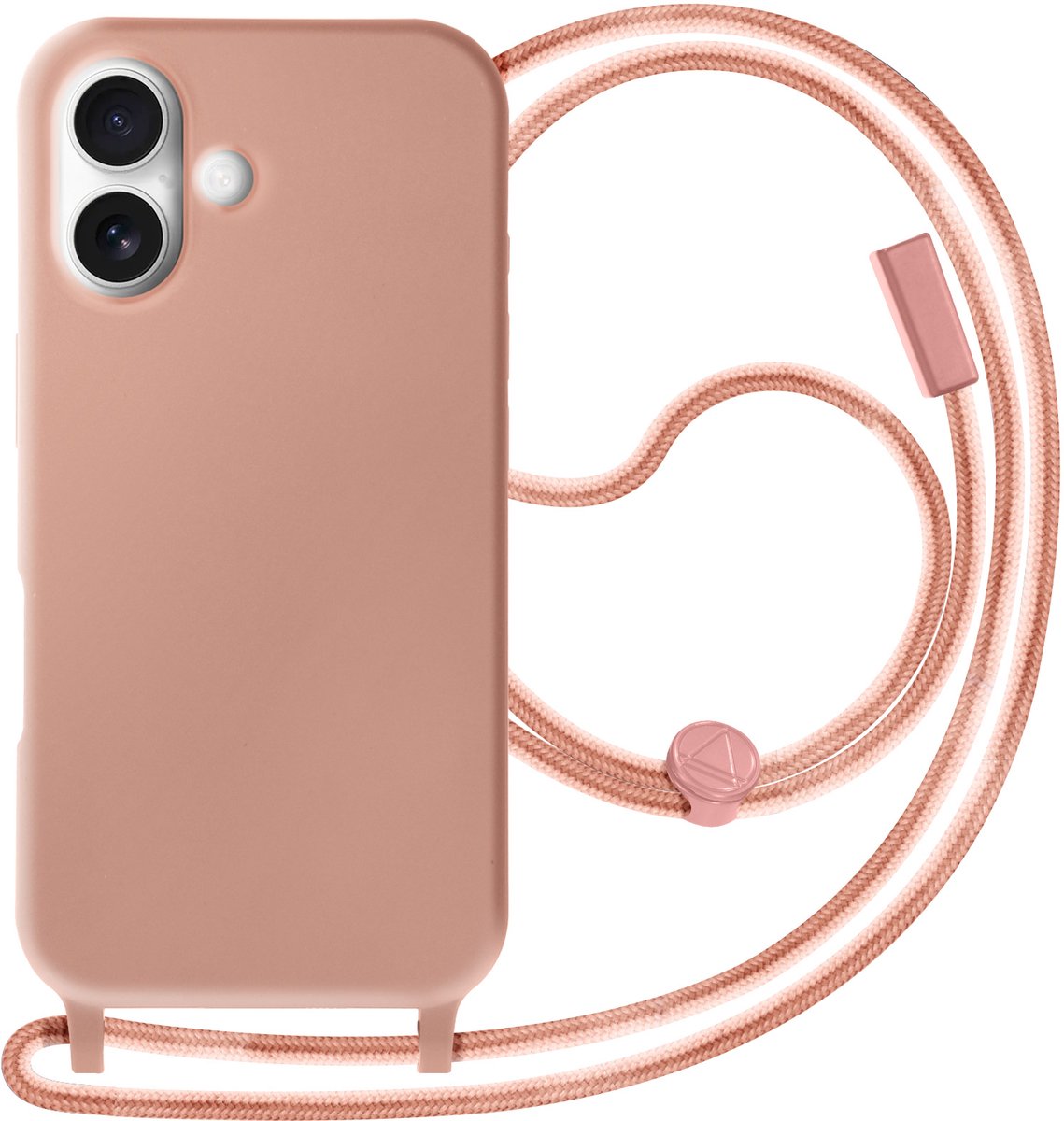 Avizar Zacht semi-stijf koord hoesje Geschikt voor Apple iPhone 16 Plus, Champagneroze