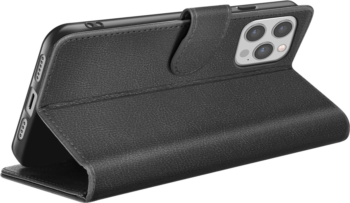 Zanae, Hoesje geschikt voor iPhone 12 Pro Max - Wallet Case & Magneetsluiting, Zwart