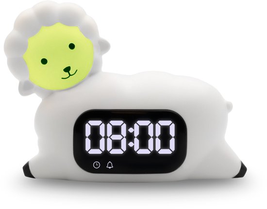 LUVION® Schaap Slaaptrainer - Slaaphulp voor kinderen vanaf de peuter leeftijd - Kinderwekker - Slaapwekker - Nachtlamp - Wekker Timer