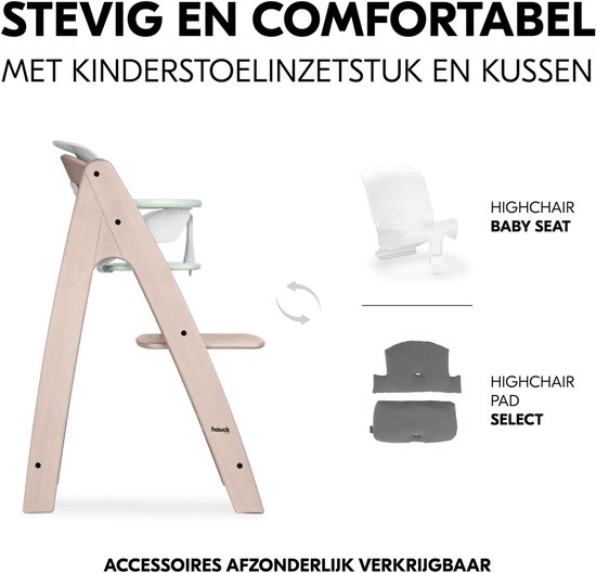 hauck kinderstoel set Arketa N Play - houten kinderstoel met speelblad - FSC®-gecertificeerd beukenhout - Whitewashed Mint van Merkloos — afbeelding 5