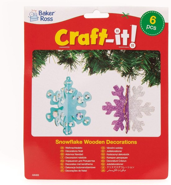 Baker Ross FC118 Decoratieset voor kinderen, in de vorm van een sneeuwpop, 8 stuks, decoratie voor kinderen om te kleuren en te decoreren, creatieve vrije tijd voor kinderen, knutselen voor kinderen
