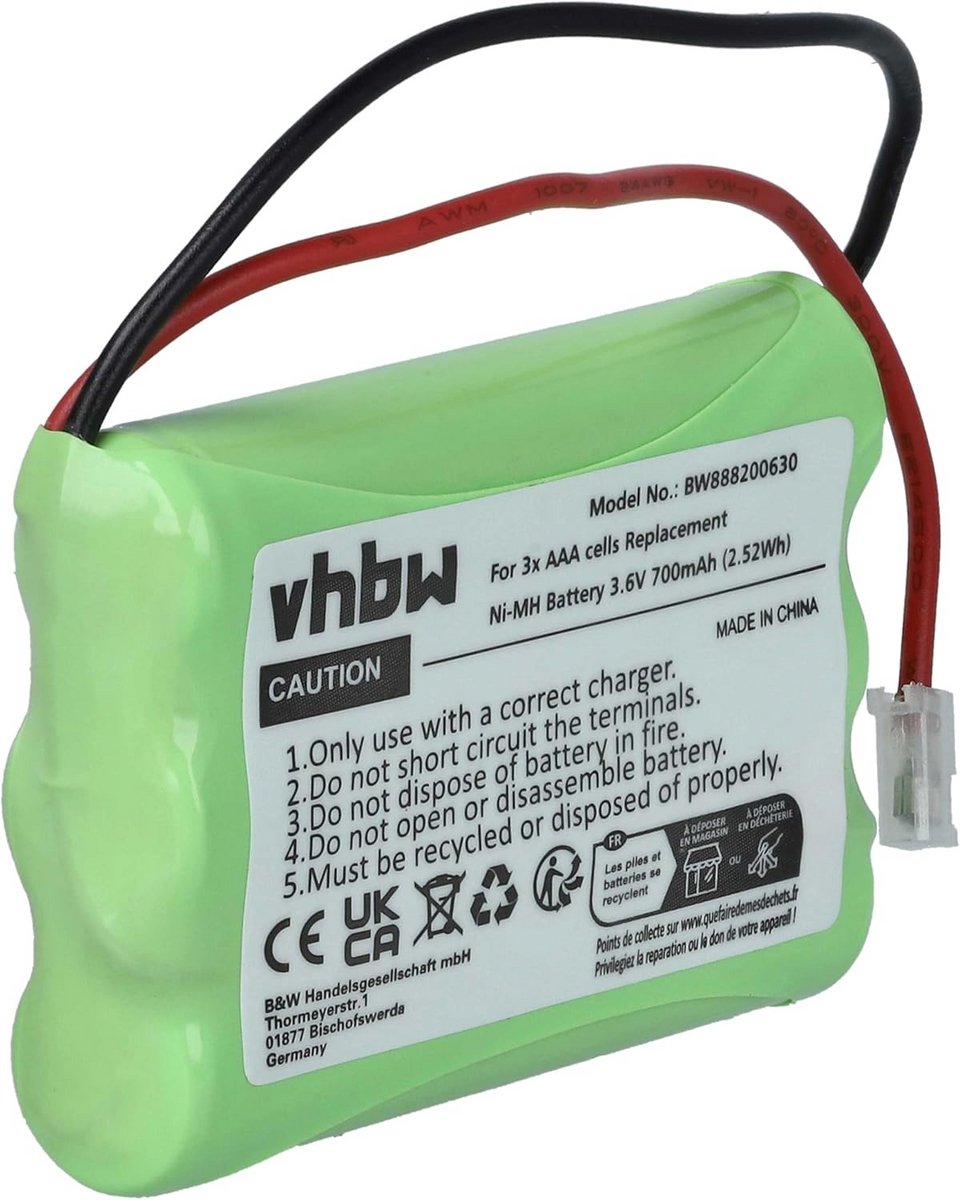 Batterij voor verschillende apparaten (700mAh, 3.6V, NiMH) - 3 x AAA cellen