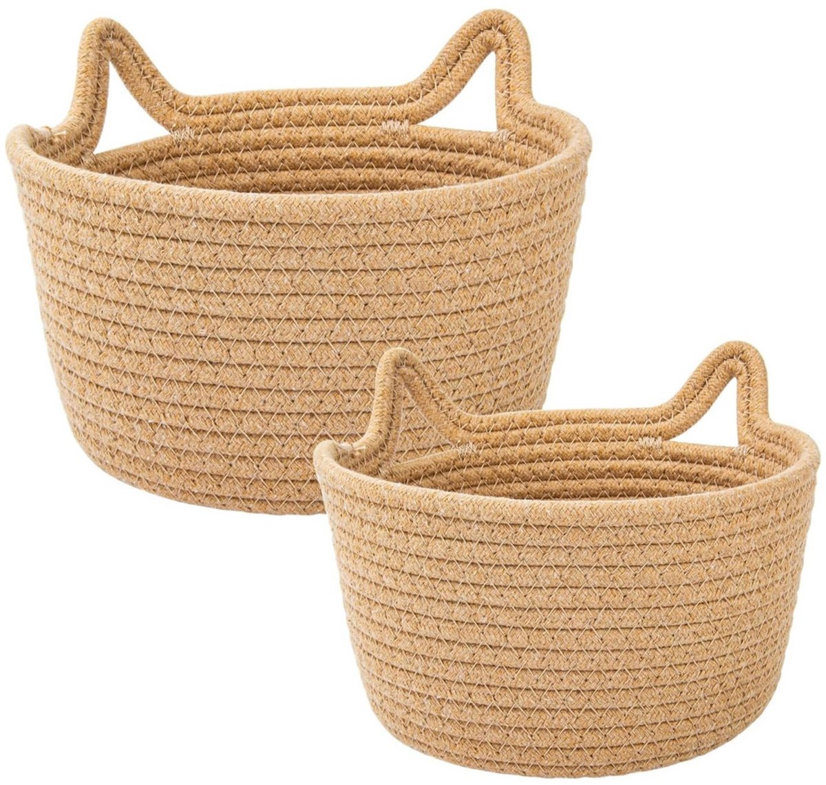 QTTVBTNA 2 stuks Decoratieve Opbergmand – Schattige Kattenmand – Katoenen Touw – Kleine Opberg Organizer – Voor Snacks, Speelgoed & Decoratie