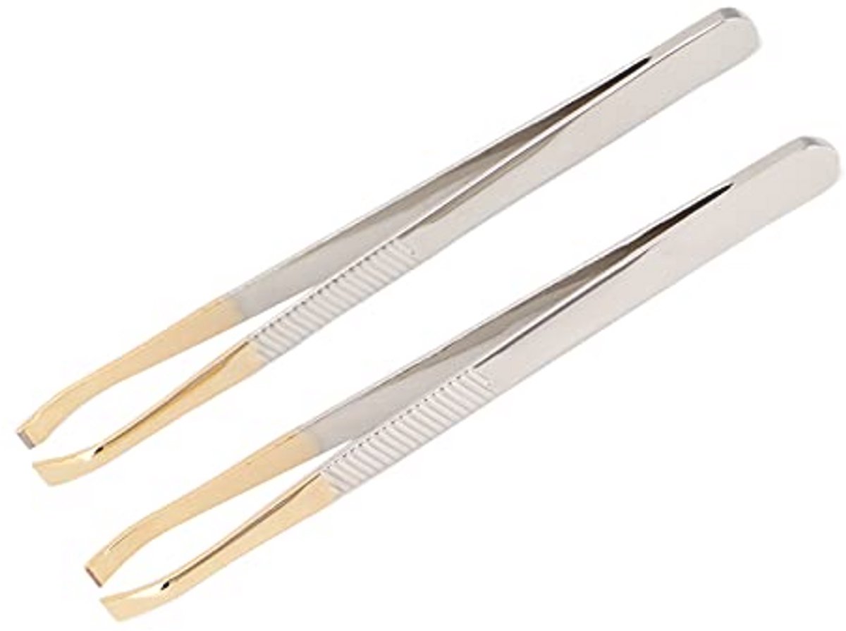 Professionele Wenkbrauw Pincet Set - 2 Stks Rvs Voor Perfecte Wenkbrauwen