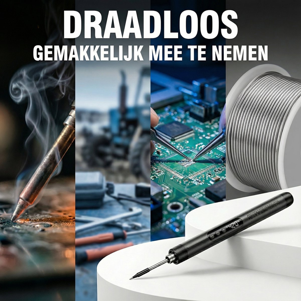 Senzo Draadloze Soldeerbout - Houtbrander - Incl. Soldeertin - Max. 420°C - LCD Scherm — cadeau in Hobby - foto 7