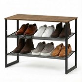 CoolFule® Étagère à chaussures - Zwart- Marron - Meuble à chaussures - Banc à chaussures - 64x30x52cm