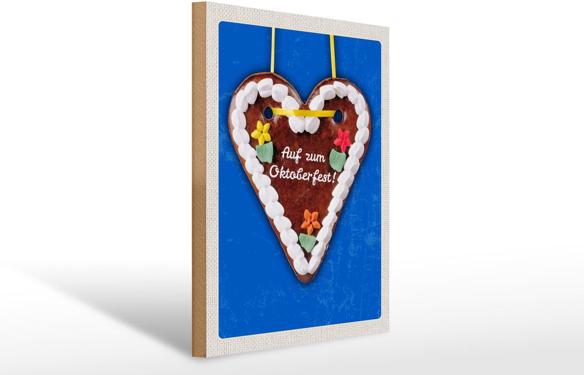 Femer Holzschild Reise 30x40cm München Oktoberfest Lebkuchen Herz Bruin