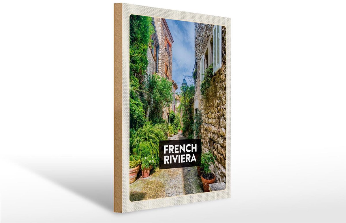Femer Holzschild Reise 30x40cm French Riviera Altstadt Geschenk