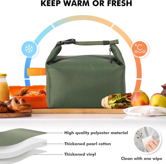 Daity 1-delig - Lunchtas, geïsoleerde lunchbox, kleine lekvrije geïsoleerde tas, herbruikbare lunchtas met grote capaciteit, geschikt voor werk, kantoor, picknicks en reizen van Merkloos — afbeelding 5
