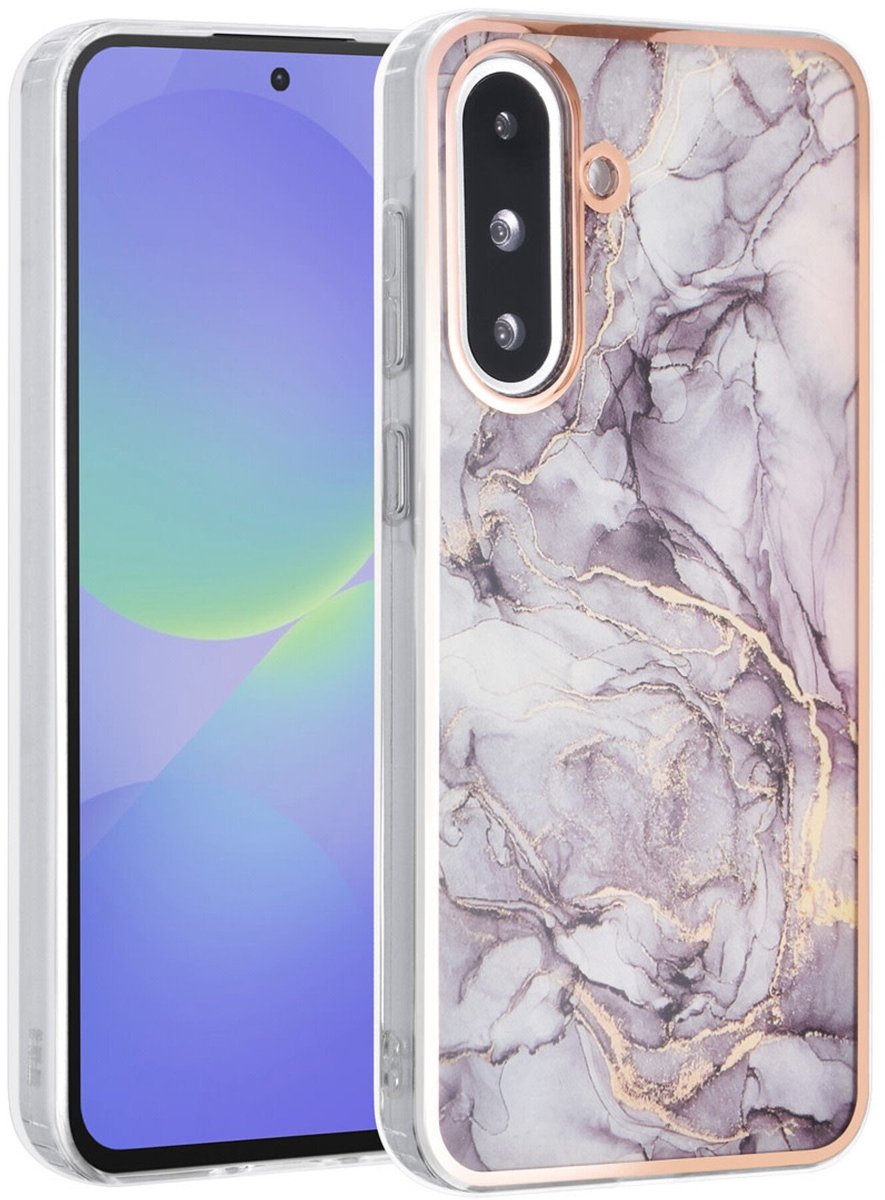 TUNIQ telefoonhoesje voor Samsung Galaxy A36 - Siliconen backcover - Marmer blauw