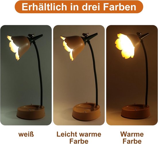 Dimbare LED-bureaulamp voor kinderen met 3 kleurtemperaturen en aanraaksensor - oplaadbaar en flexibele arm - USB-bedlampje voor lezen en leren - roze — afbeelding 3