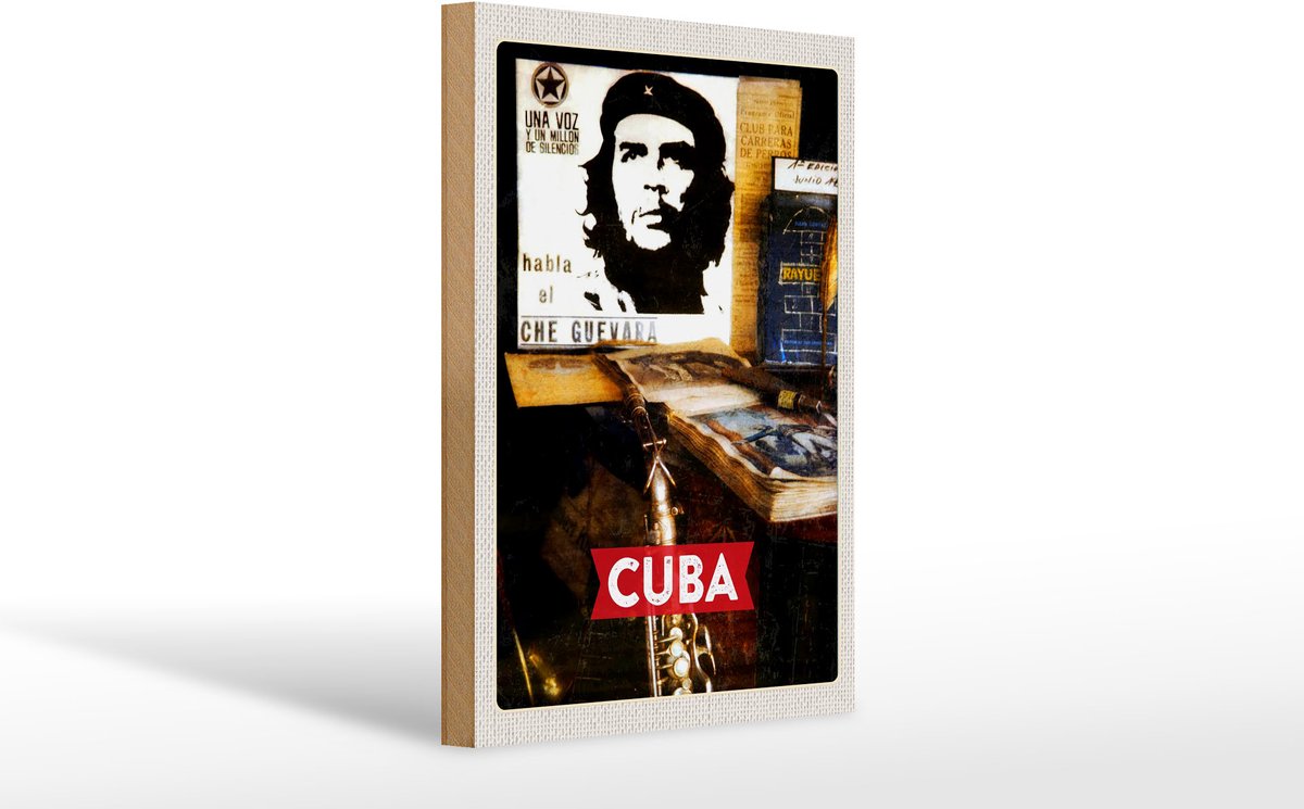 Femer Holzschild Reise 20x30cm Cuba Karibik Che Guevara Demokratie