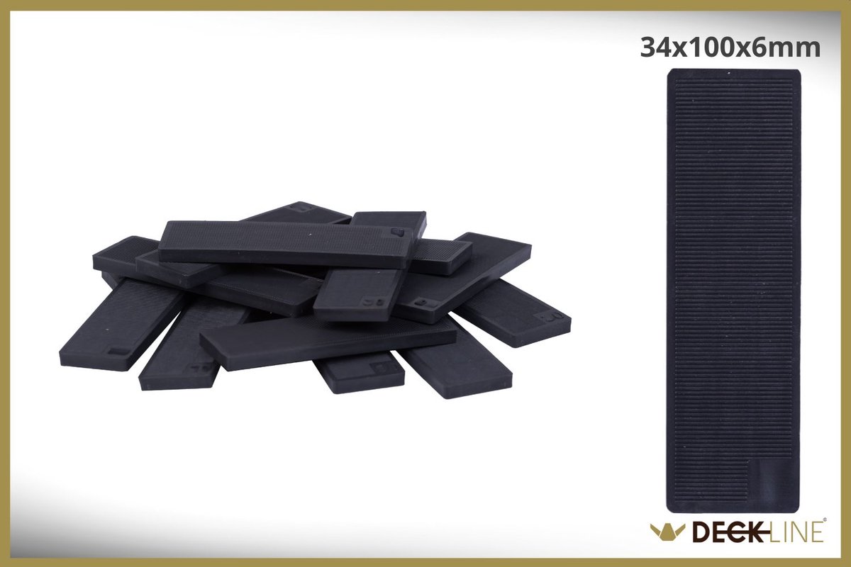 DECKLINE S3406 - Montage Wiggen - Zwart - 34x100x6 mm - 100 Stuks - Duurzaam