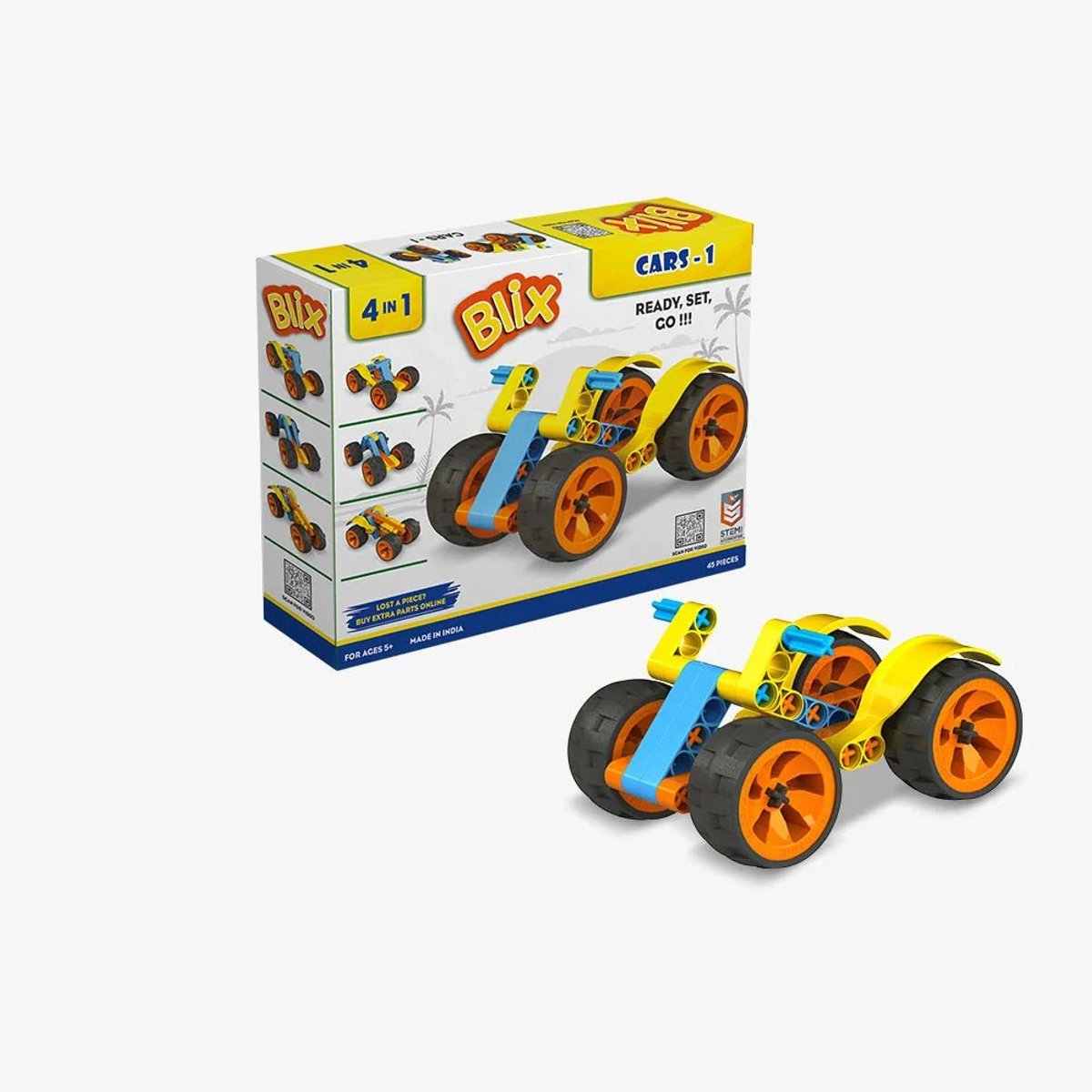 Blix Cars 1 STEM Bouwset – Auto Bouwpakket – Technisch Constructiespeelgoed – Educatief Speelgoed – 5+ Jaar