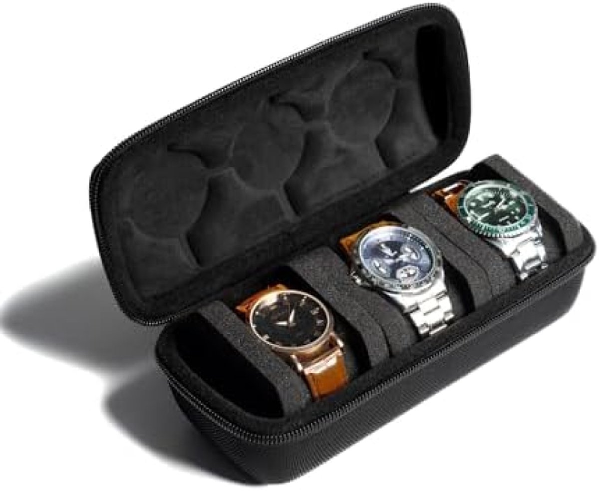 PromoHome Reisopbergkoffer voor 3 Horloges - Compacte Beschermcase met Aanpasbare Kussens "Zwart"
