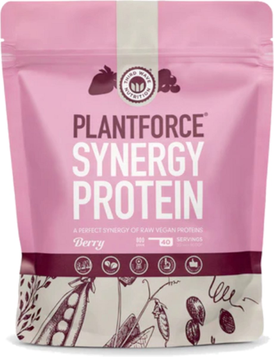 Plantforce Synergy Proteïne - Berry - 800 gram - Heerlijke Vegan Eitwitshake met compleet aminozuur profiel