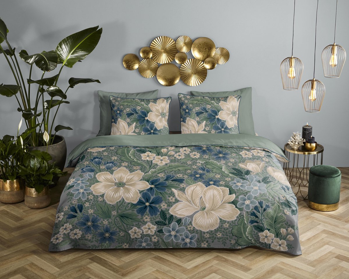Descanso dekbedovertrek bloemen - 1 persoons 140x200/220 cm - Multi - 100% Katoen satijn