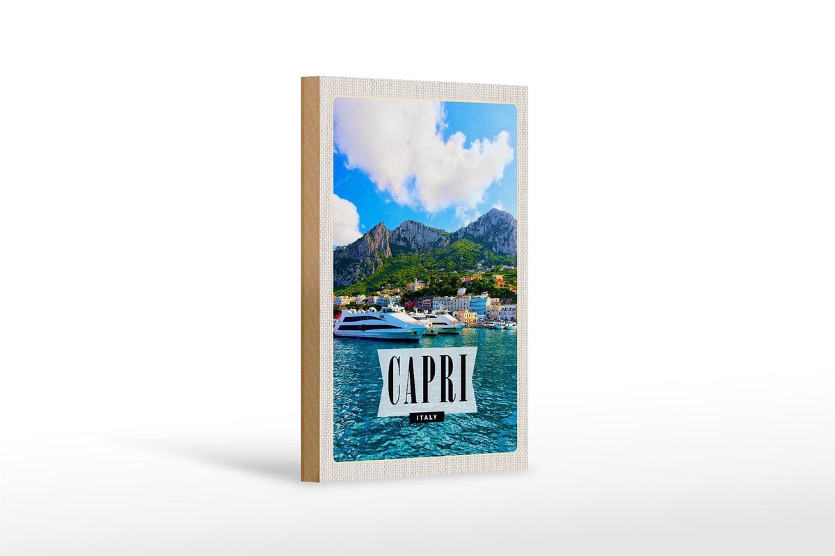 Femer Holzschild Reise 12x18 cm Capri Italy Insel Meer Urlaub Dekoration