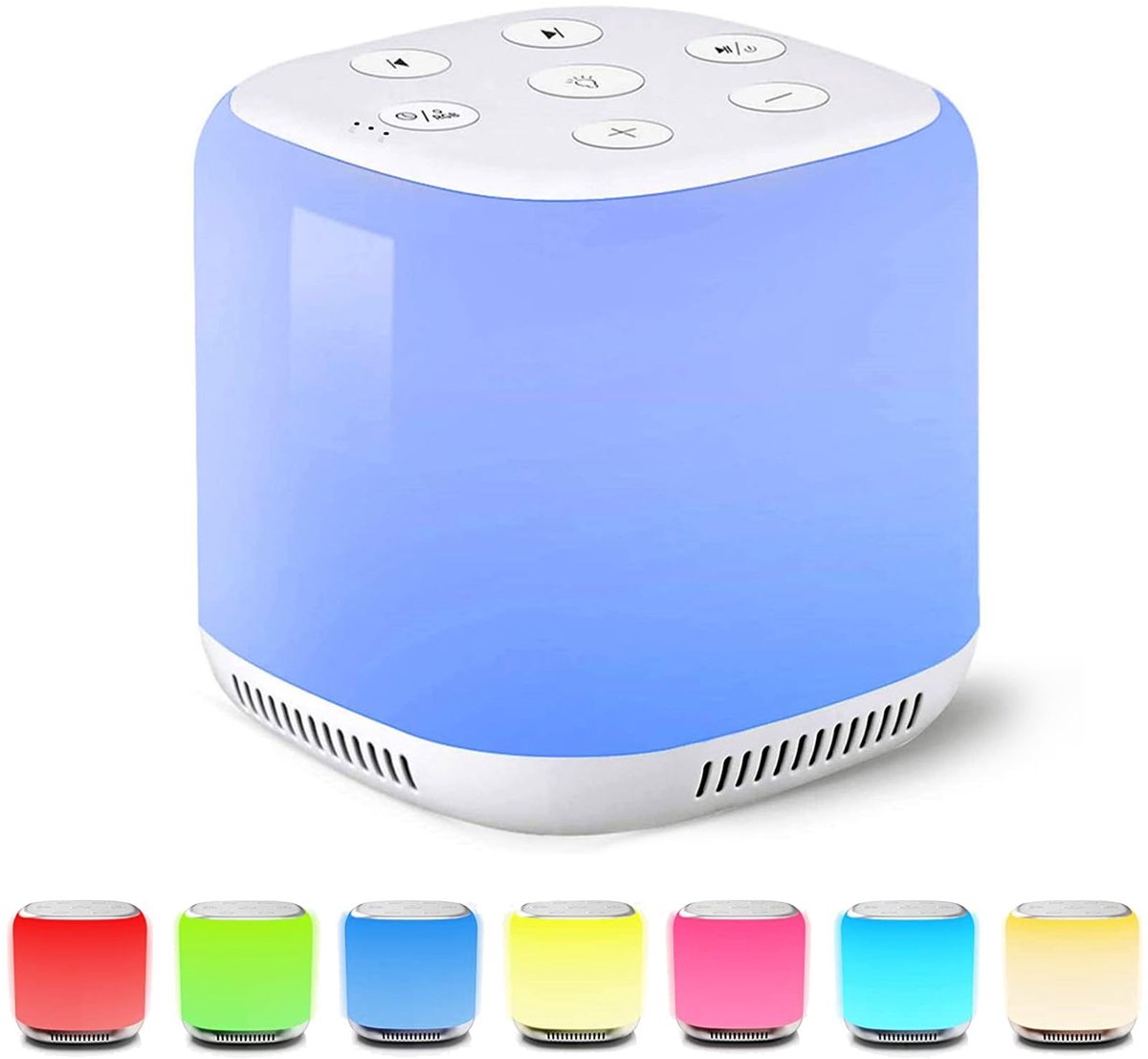 White Noise Machine - Wit Geluid met 7 Kleuren Nachtlampje en 34 Slaaphulp Geluiden, Kalmeert Emoties, Met Timer en Instelbare Luminositeit, Geschikt voor Baby's en Kinderen