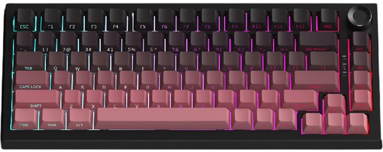 Mechanisch gamingtoetsenbord met 83 toetsen, RGB-achtergrondverlichting, drie modi, hot-swappable (zwart en roze)