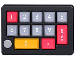 Mechanisch toetsenbord met numeriek toetsenblok met 13 toetsen, macroprogrammering, aanpasbare toetsen en draaiknop (zwart)