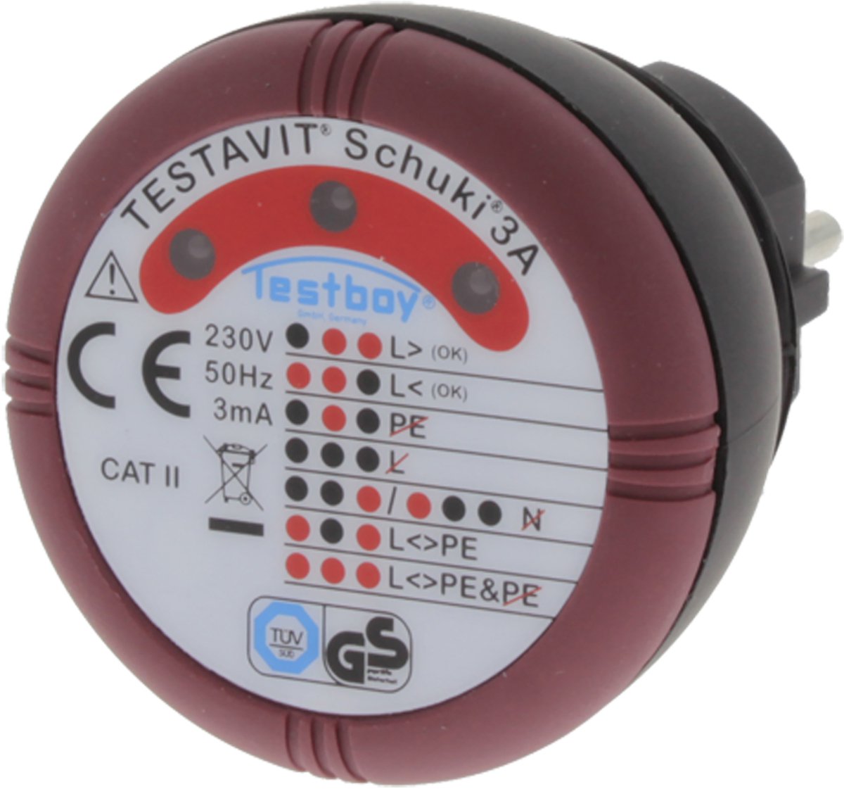 Testboy stopcontacttester - schuki 3A - voor geaarde stekker