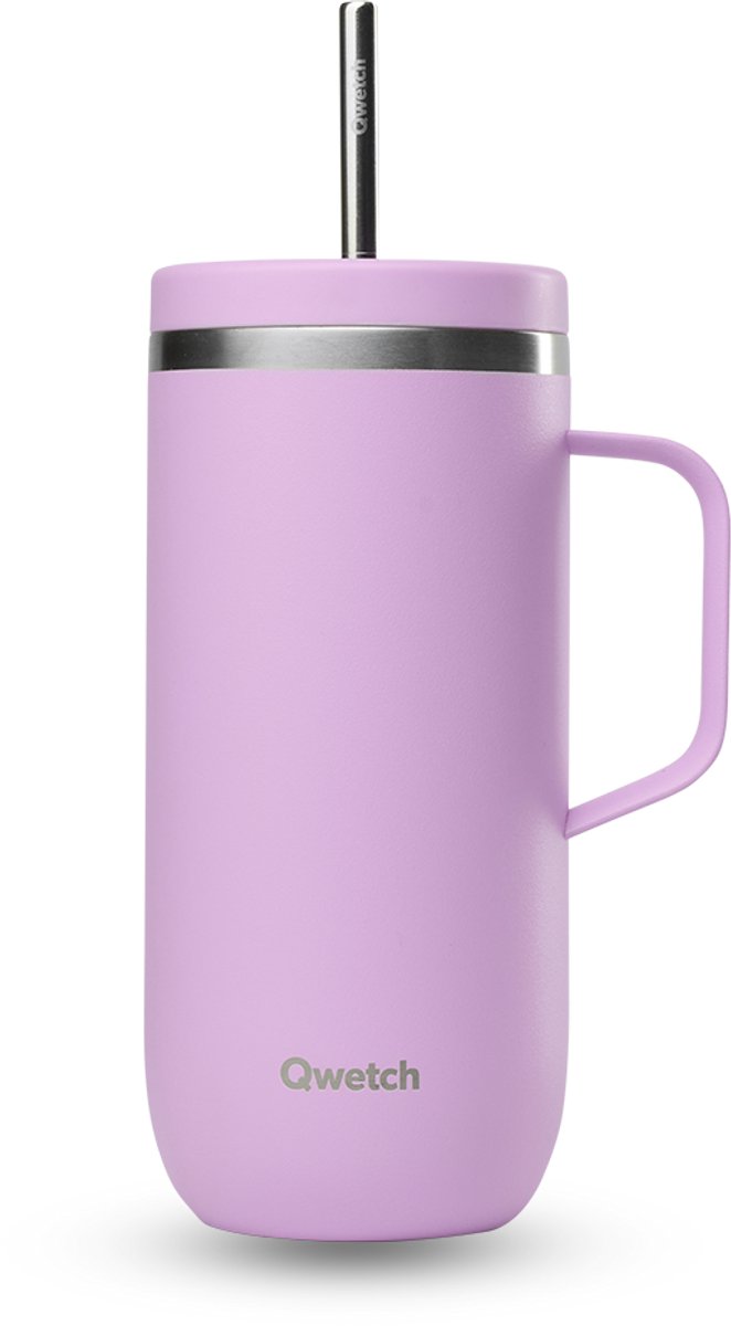 Qwetch - Cold Cup isotherm met handvat - Pastel Lavendel- 600ml