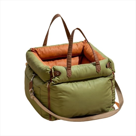 Siège auto en cuir pour chien de petite et moyenne taille jusqu'à 13,5 kg. Siège auto amovible, imperméable et lavable. Adapté à toutes les saisons, idéal pour les voyages et la maison. (D)