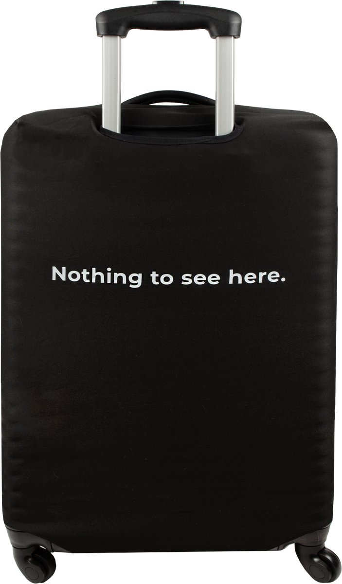 Sillar, kofferhoes, bagagehoes, reiskoffer hoes gemaakt van polyester, beschermhoes met rits, maat M, met inscriptie "nothing to see here", zwart