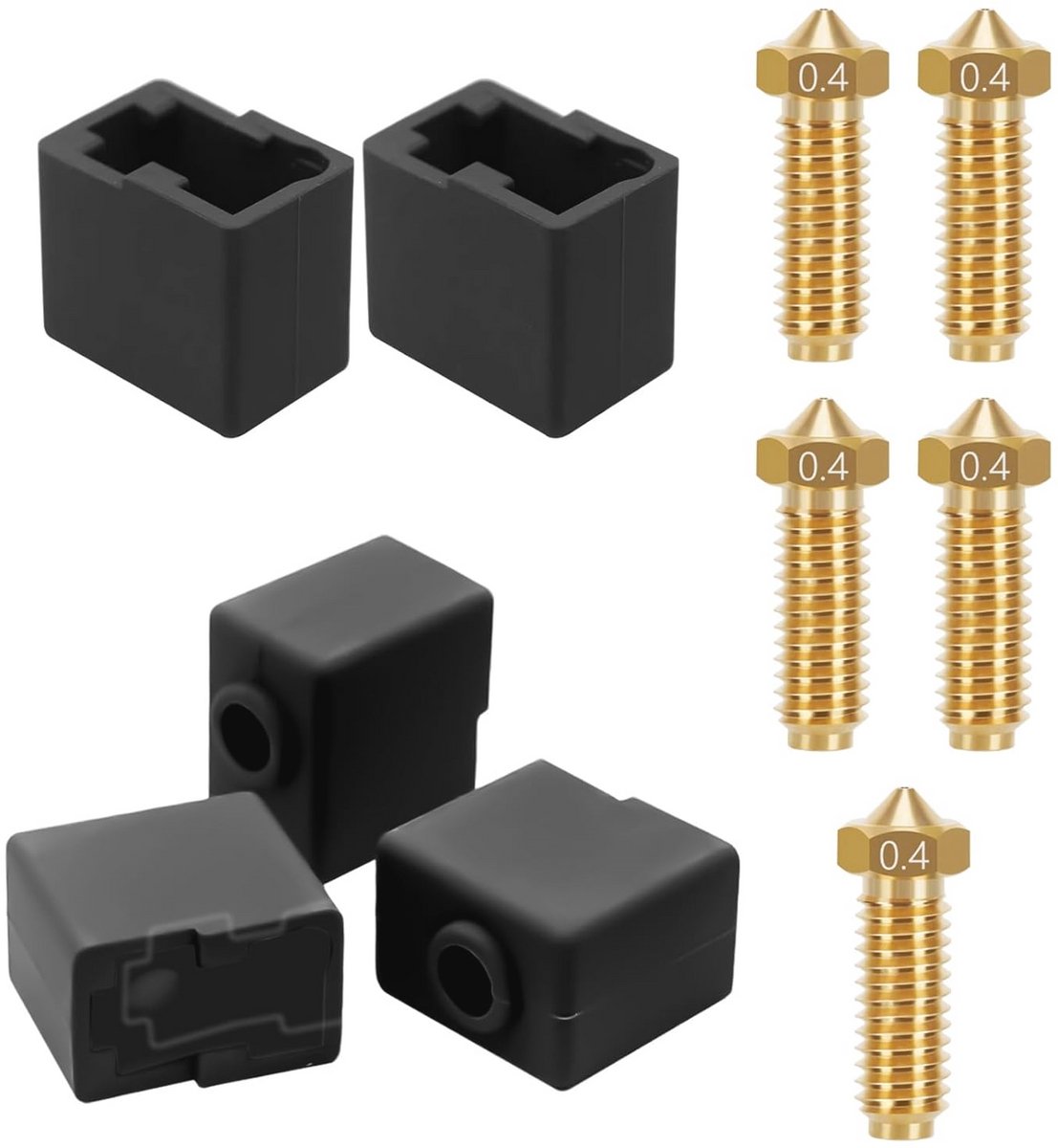 0,4 mm spuitmonden en siliconen sokkel voor 3D-printer - set van 5