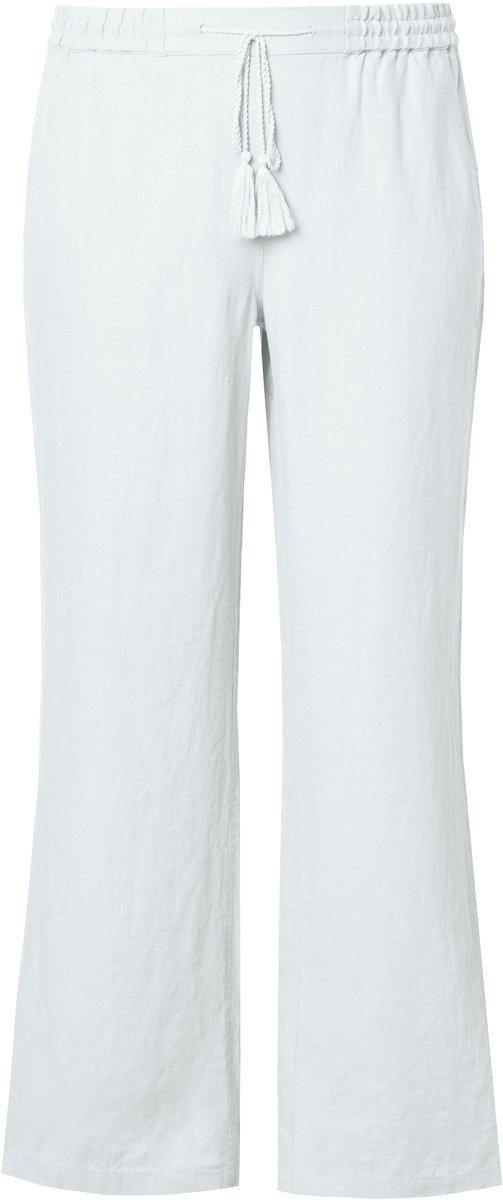 Ulla Popken - Dames - Linnen broek Mary elastische tailleband wijde - Sneeuwwit - Maat 60