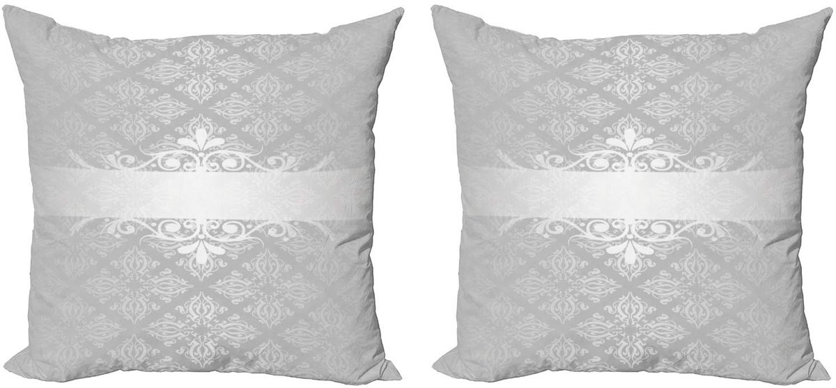 ABAKUHAUS Kussenhoesenset – 2x50x50 cm – Dubbelzijdig digitaal bedrukt Grijs