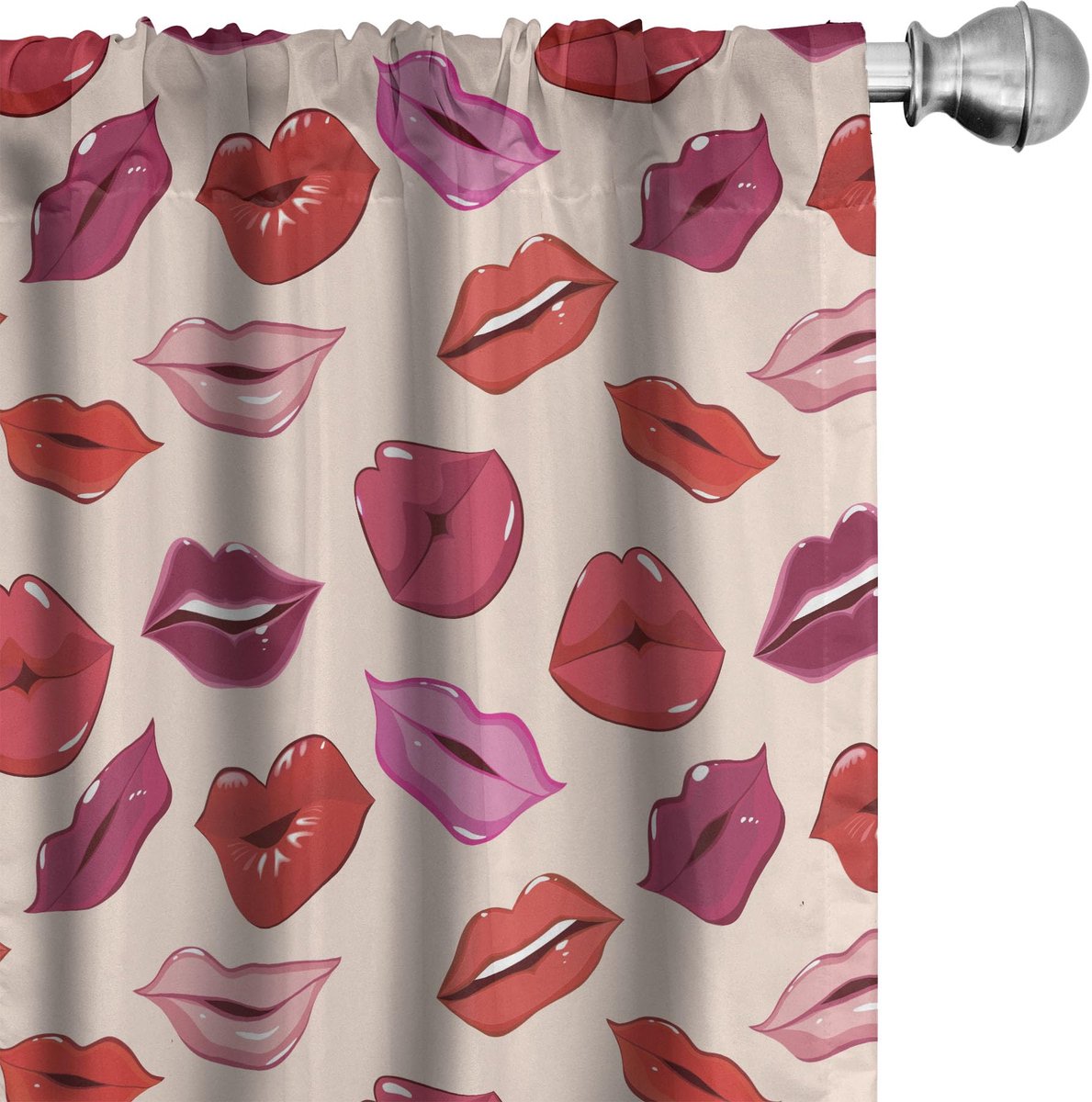 ABAKUHAUS Kusgordijnen Vivid Lips – 2x75x245 cm – Lichtroze Pale Rose