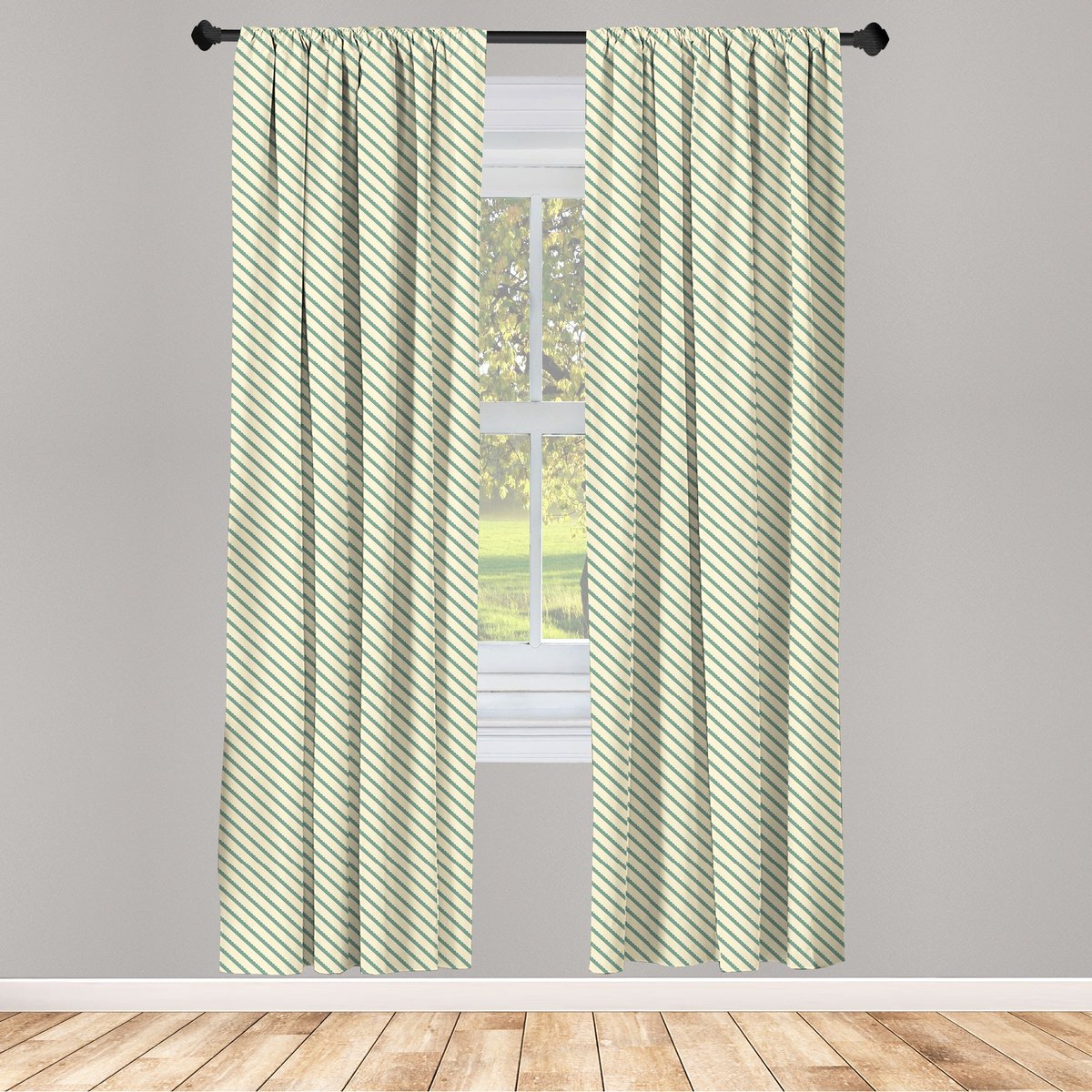 ABAKUHAUS Retro gordijnen – jadegroen crème – 2x75x225 cm – microvezel