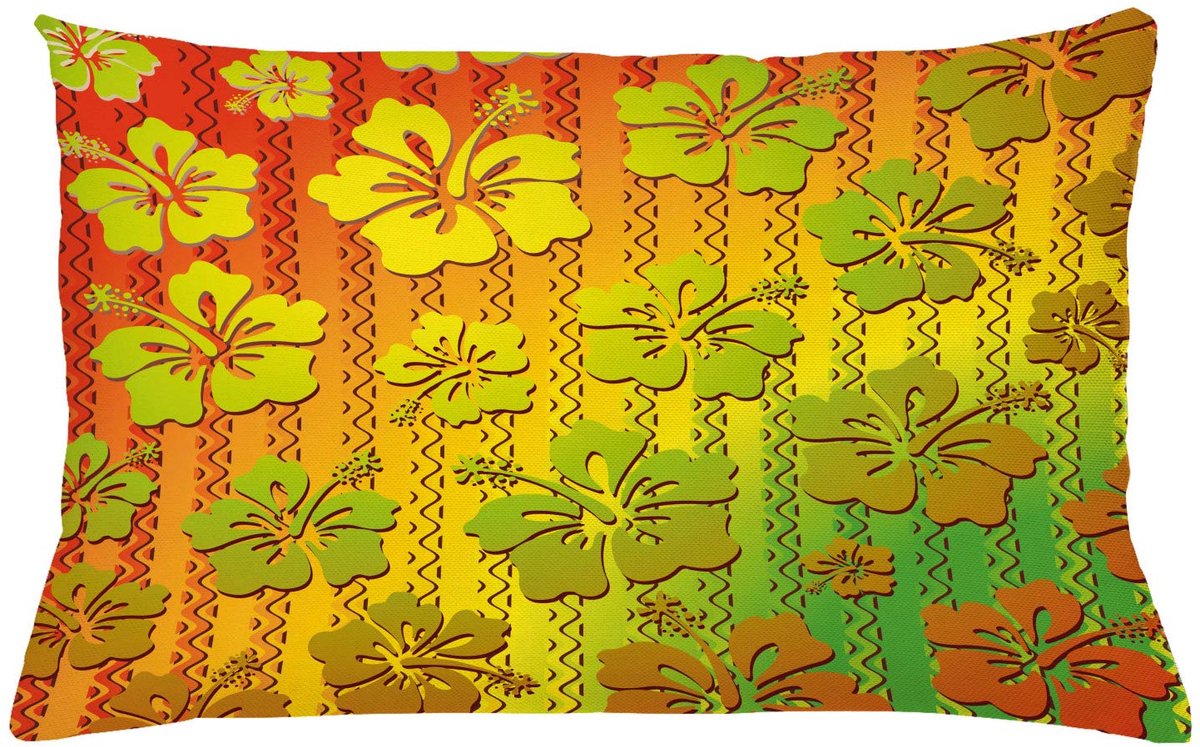 ABAKUHAUS Rasta-kussenhoes – Decoratieve kussenhoes – 65x40 cm – Dubbelzijdig bedrukt, lichtgroen/marigold Hellgrün
