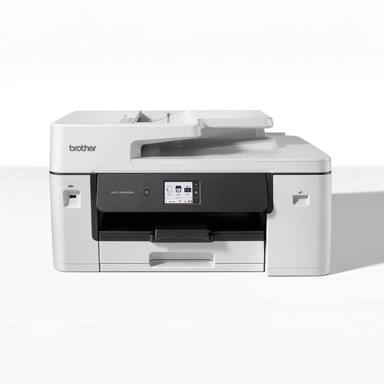 Witte Brother MFC-J760DW printer met zwart bedieningspaneel en kleurenscherm.