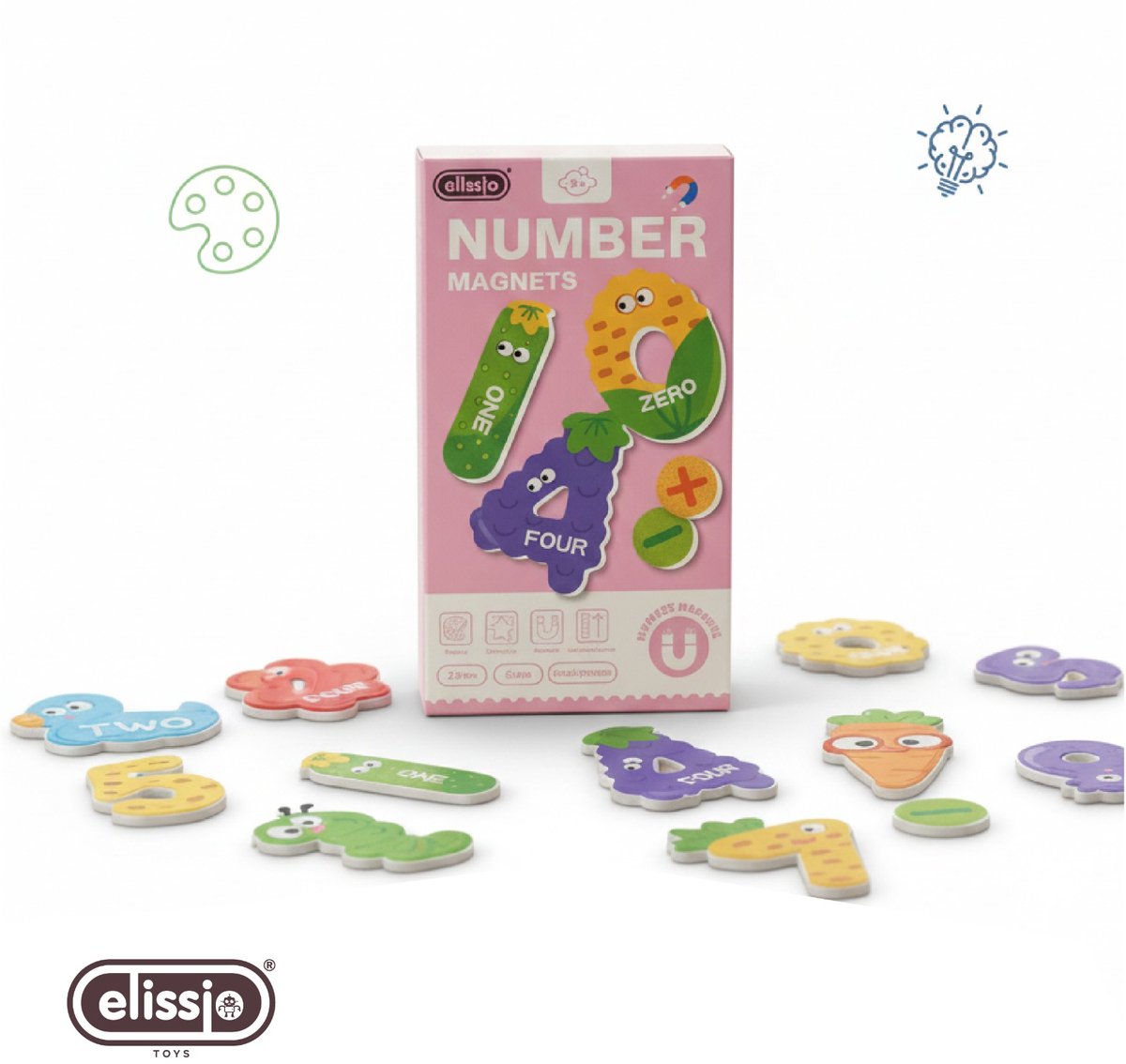 Elissio® Magnetische Cijfers voor Kinderen – Kleurrijke magnetische cijfers – Leer Tellen & Rekenen – Educatief Speelgoed (0-9 + Symbolen) - rekenen spelenderwijs - Montesorri speelgoed